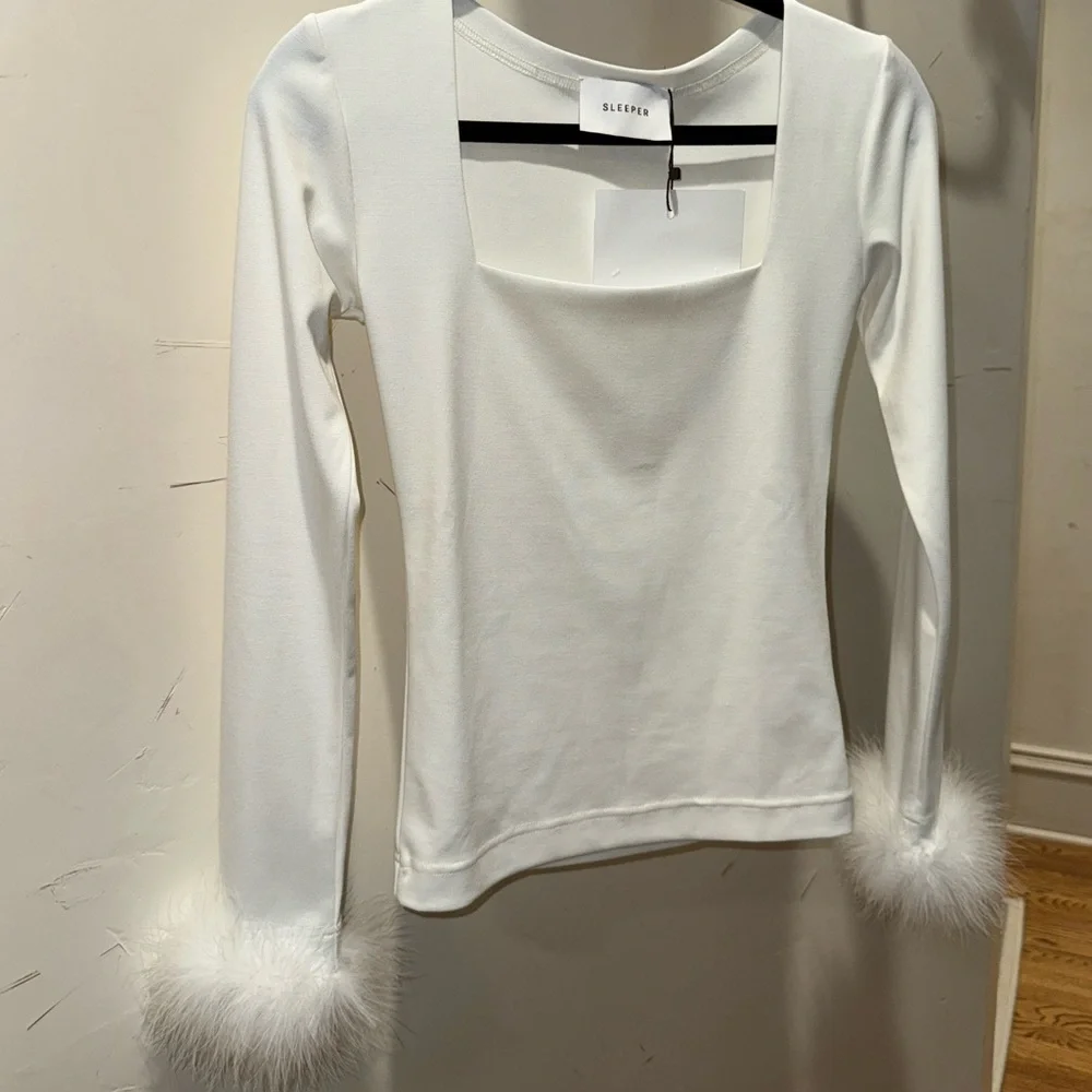 Sleeper White Marabou-Trim Pajama Set